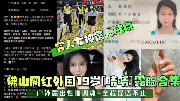 穷人女神富人母狗佛山网红外围19岁晴晴露脸合集户外的露出性啪调教全程淫语不止封面图